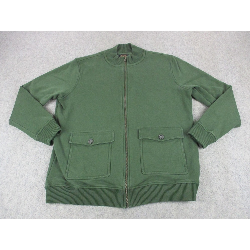 Allen Edmonds Jacket Mens Extra Large Green Bomber Fleece Lined Full Zip Pockets